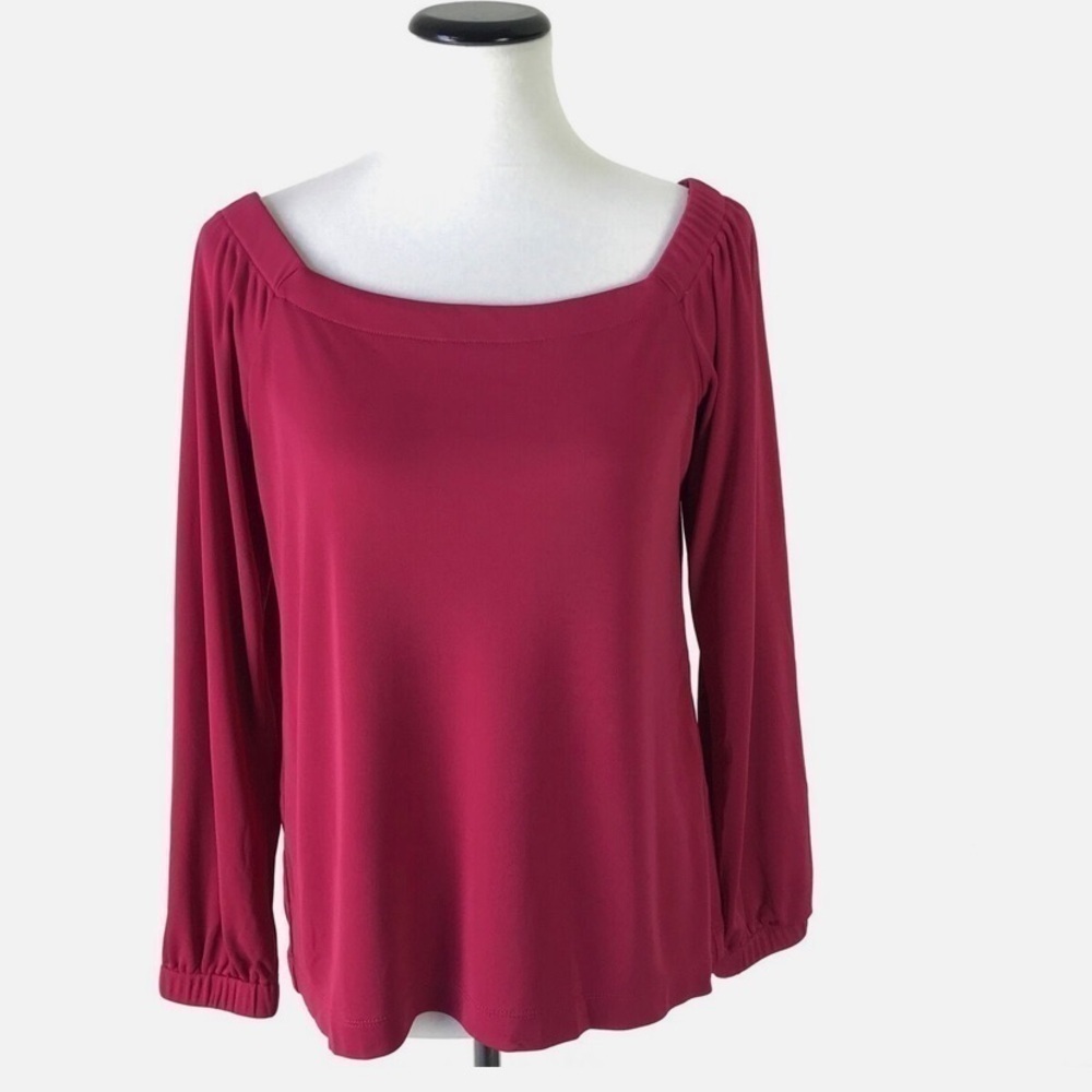 White House Black Market Red Knit Off The Shoulder Blouse - Picture 1 of 6